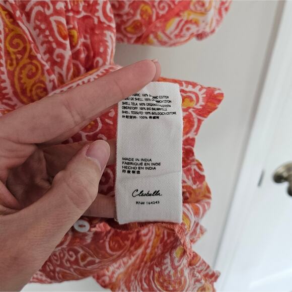 Cleobella Pink Blossom Block Print Layla Cotton Blouse Size Medium - Picture 8 of 12